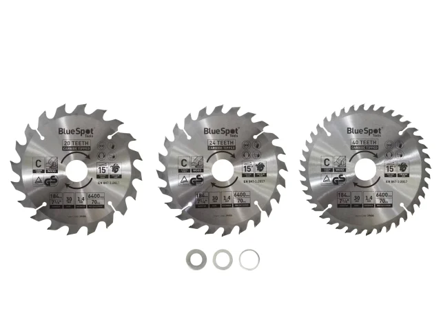 BlueSpot Tools 184mm Circular Saw Blade Set, 3 Piece - Image 2