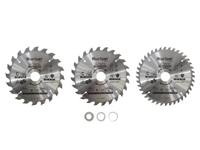 BlueSpot Tools 190mm Circular Saw Blade Set, 3 Piece - Image 2