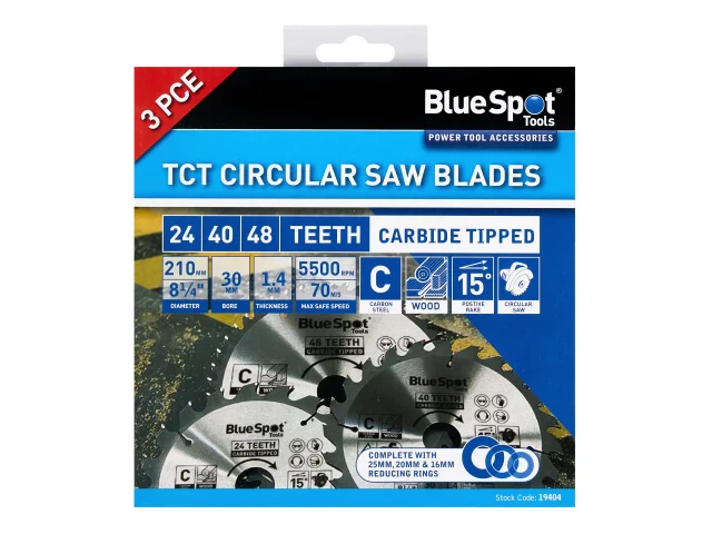 BlueSpot Tools 210mm Circular Saw Blade Set, 3 Piece - Image 2