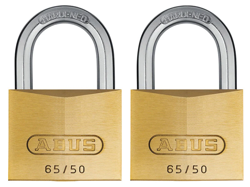 ABUS Mechanical  65/50mm Brass Padlock Twin Pack Carded - Image 2