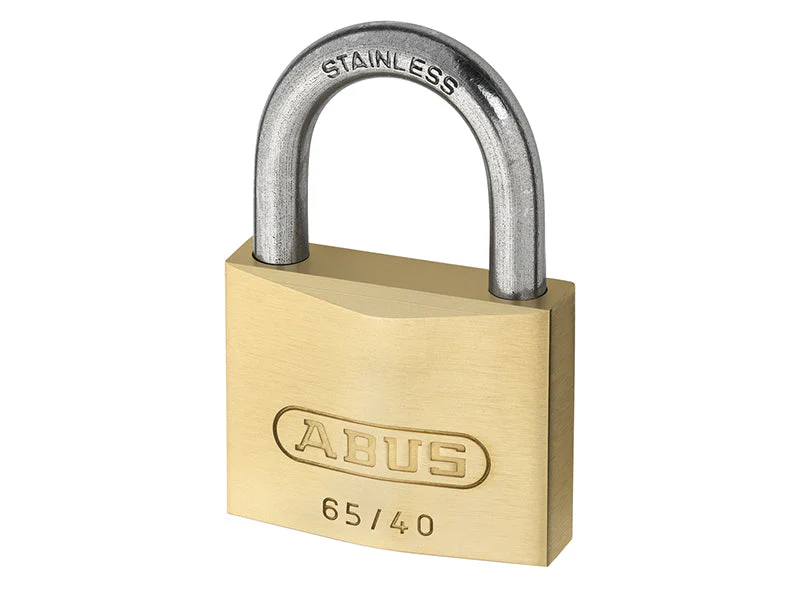 ABUS Mechanical  65IB/40mm Brass Padlock Stainless Steel Shackle Carded