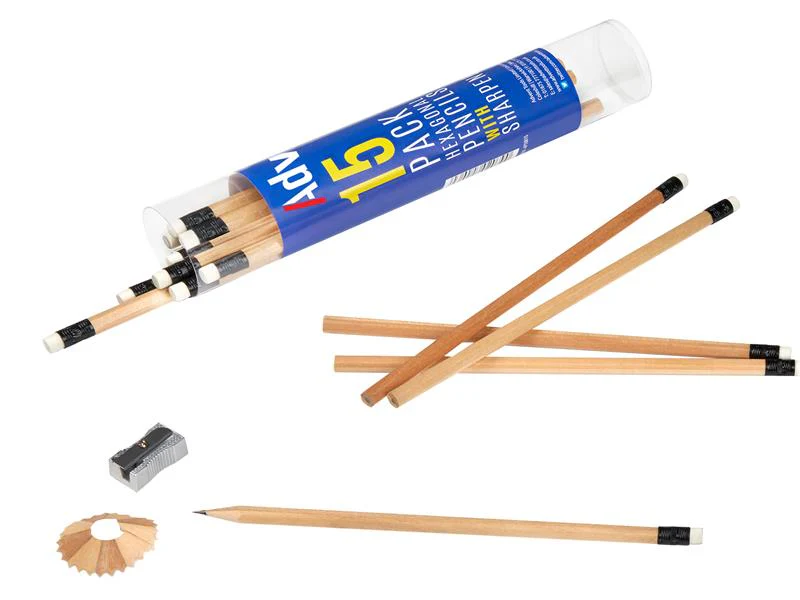 Advent Hexagonal HB Pencils & Sharpener (Tub 15) - Image 2