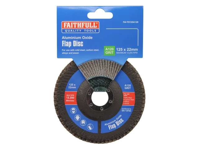 Faithfull Aluminium Oxide Flap Disc 125 x 22mm 120 Grit - Image 4