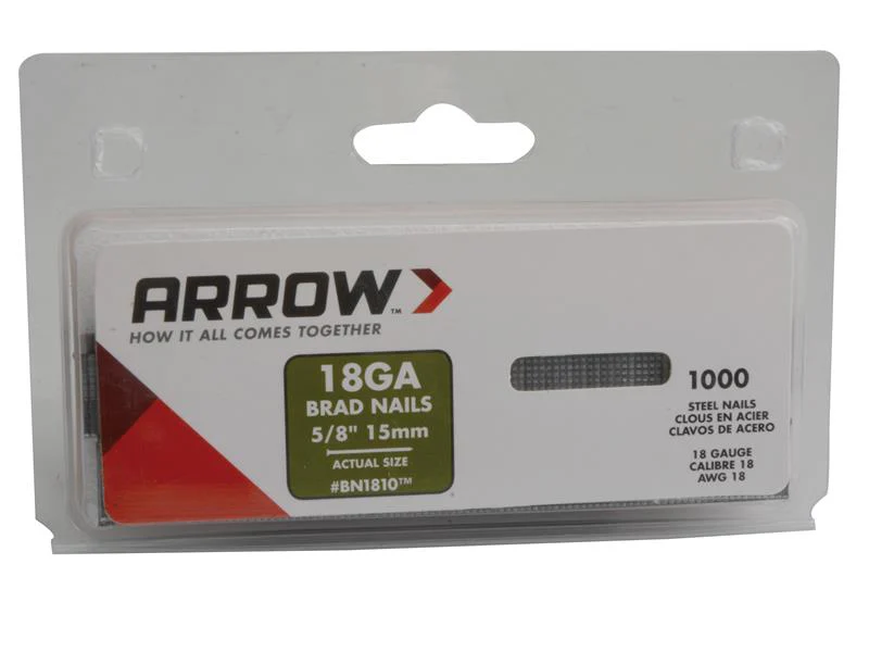 Arrow  BN1810 Brad Nails 15mm (Pack 1000)