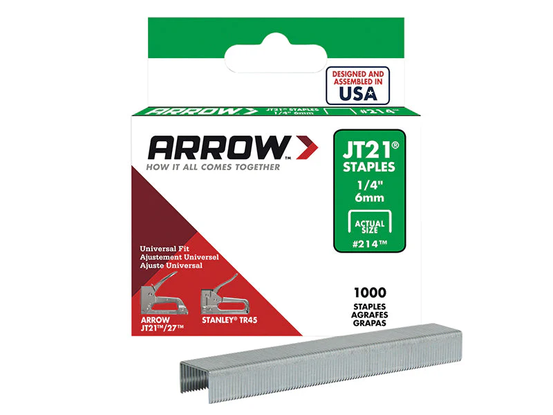 Arrow  JT21 T27 Staples 6mm (1/4in) (Box 1000) - Image 2
