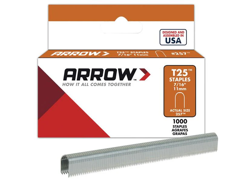 Arrow T25 Staples 11mm (7/16in) (Box 1000) - Image 2