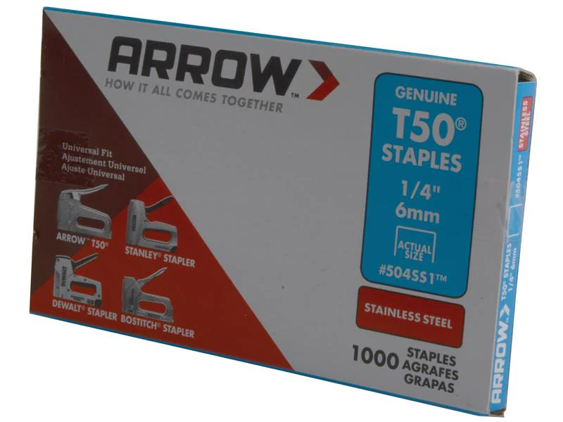 Arrow T50 Staples Stainless Steel 504SS 6mm (1/4in) (Box 1000) - Image 2