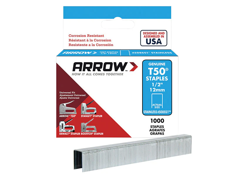 Arrow T50 Staples Stainless Steel 508SS 12mm (1/2in) (Box 1000) - Image 2