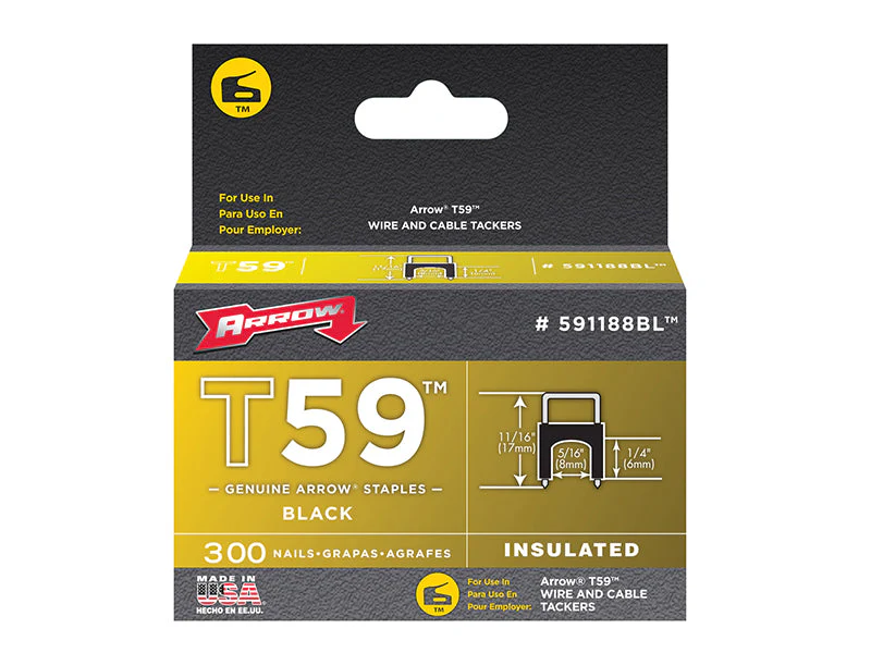 Arrow  T59 Insulated Staples Black 6 x 8mm (Box 300) - Image 2