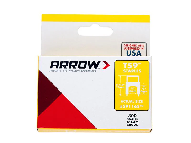 Arrow  T59 Insulated Staples Clear 6 x 6mm (Box 300)
