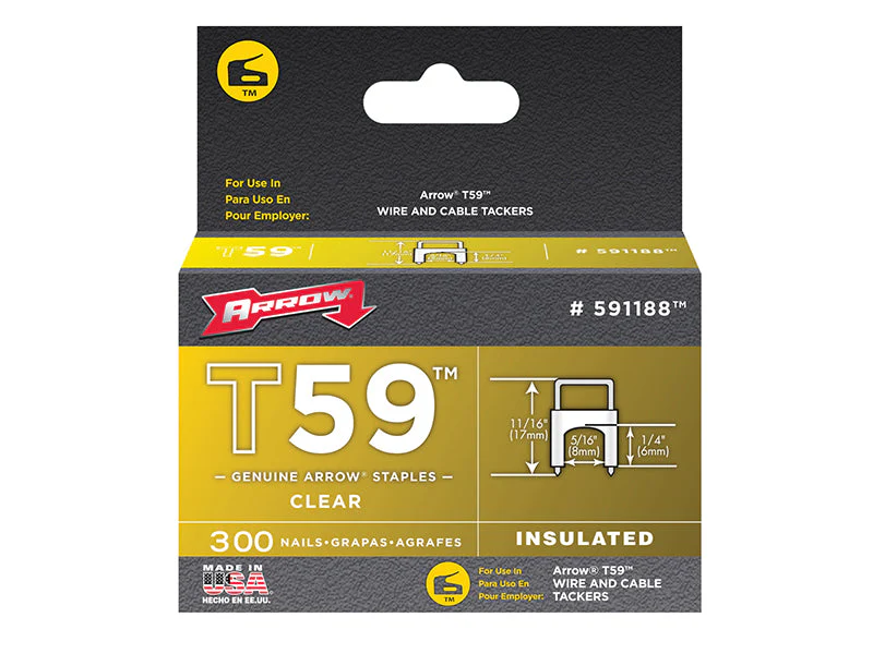 Arrow  T59 Insulated Staples Clear 6 x 8mm (Box 300) - Image 2