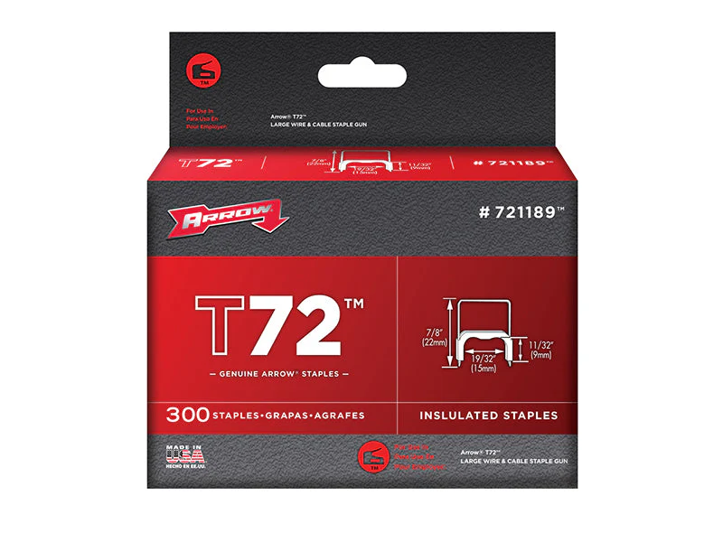 Arrow  T72 Clear Insulated Staples 9 x 15mm (Box 300)