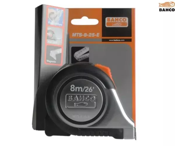 Bahco MTS Reversible Magnetic Tip Auto Pocket Tape 8m/26ft (Width 25mm) - Image 2