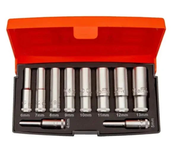 Bahco S0810L 1/4in Drive Deep Socket Set of 10 Metric