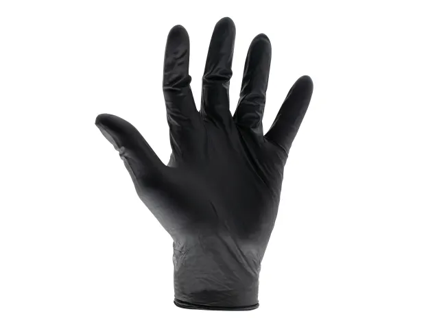 Scan Black Heavy-Duty Nitrile Disposable Gloves Medium Size 7 (Box of 100) - Image 2