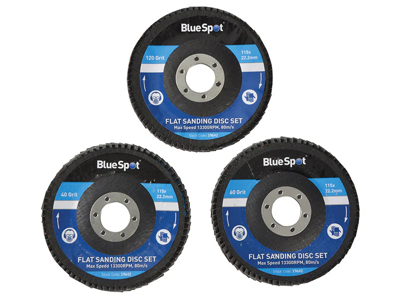 BlueSpot Tools Sanding Flap Disc Set 3 Piece 115mm (4.1/2in) - Image 2