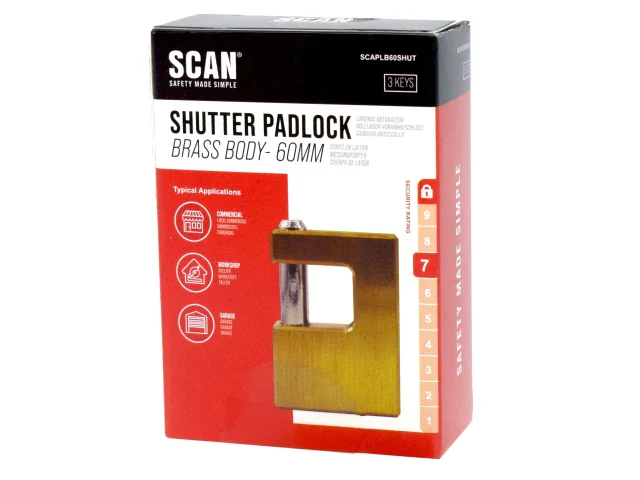 Scan Brass Shutter Padlock 60mm