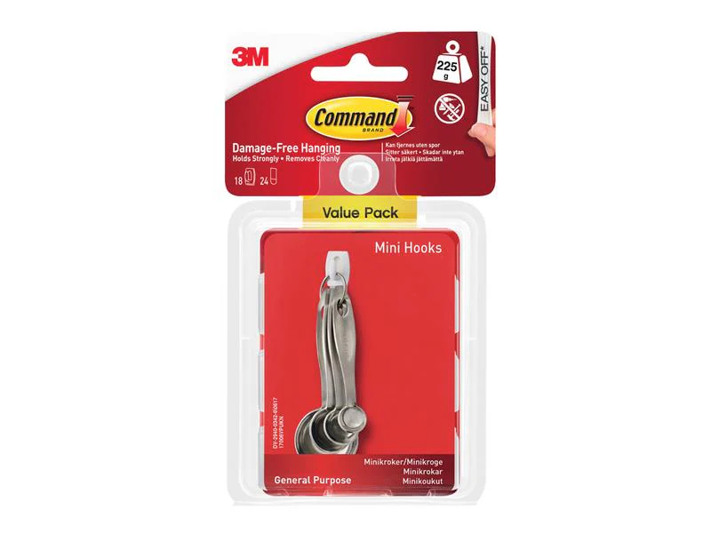Command™ White Mini Hooks Value Pack (Pack 18) - Image 2