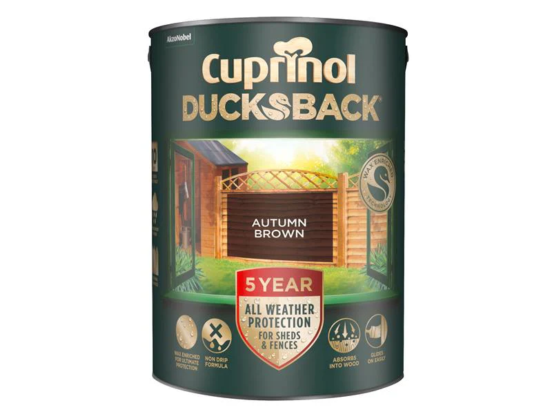 Cuprinol Ducksback 5 Year Waterproof for Sheds & Fences Autumn Brown 5 litre - Image 2