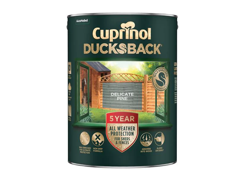 Cuprinol Ducksback 5 Year Waterproof for Sheds & Fences Delicate Pine 5 litre - Image 2