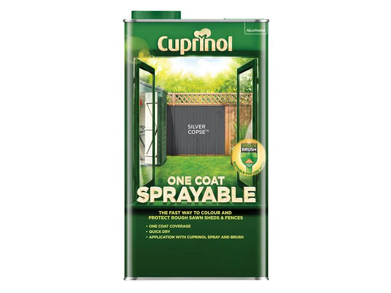 Cuprinol One Coat Sprayable Fence Treatment Silver Copse 5 litre - Image 2
