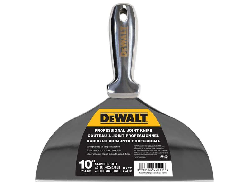 DEWALT Drywall Stainless Steel Jointing/Filling Knife 250mm (10in) - Image 2