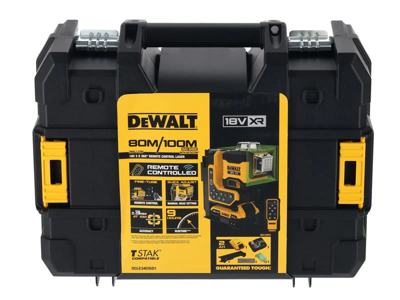 DeWALT Power Tools DCLE34035D1 3x360 Remote Control Green Laser 18V 1 x 2.0Ah Li-ion - Image 4