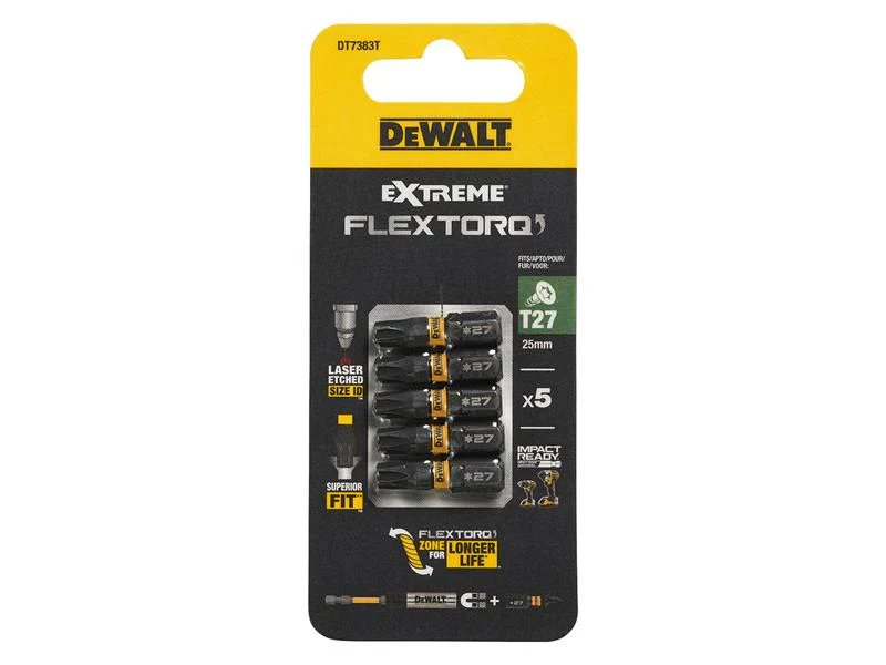 DeWALT Power Tools EXTREME FlexTORQ Bits T27 x 25mm (Pack 5) - Image 2