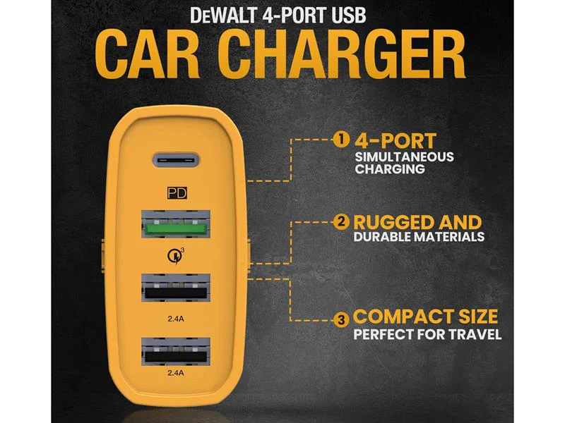 DEWALT Telecoms 4-Port Mobile USB PD Charger 60W - Image 3