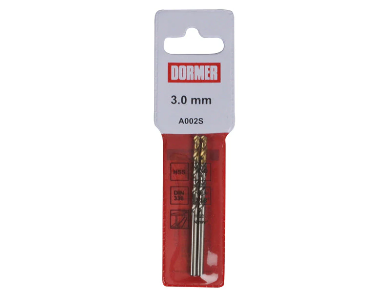 Dormer A002 HSS-TiN Coated Jobber Drills (2) 3.0mm OL:61mm WL:33mm - Image 2