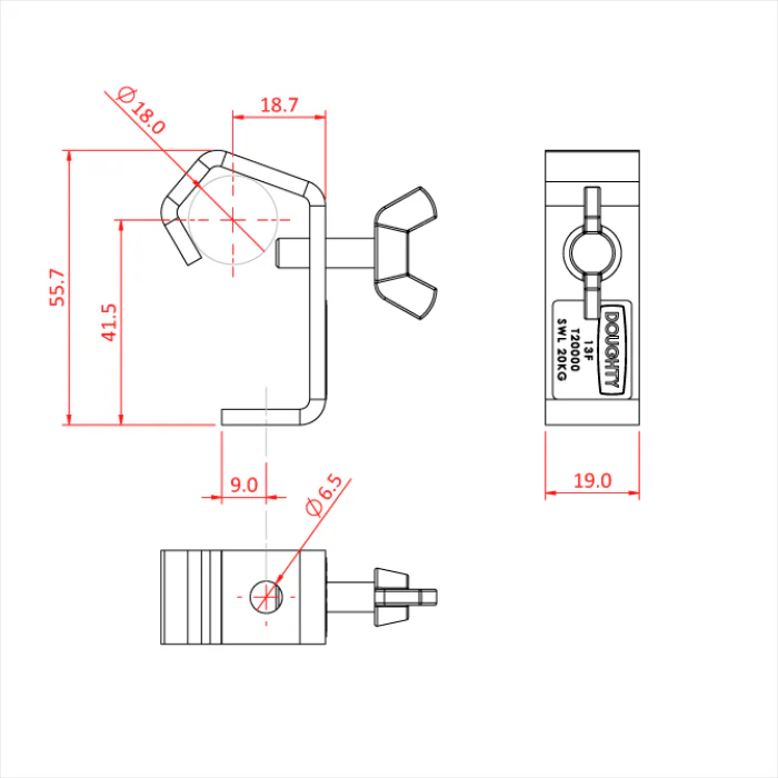 Doughty 18mm Light Duty Hook Clamp - Image 2