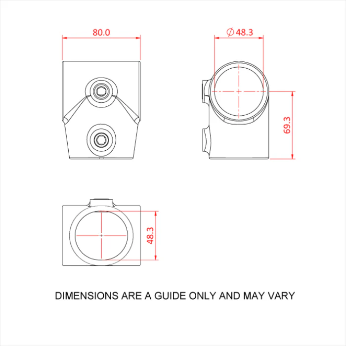 Doughty Pipeclamp Angled Single Socket Tee 4-10 Degree - Image 3