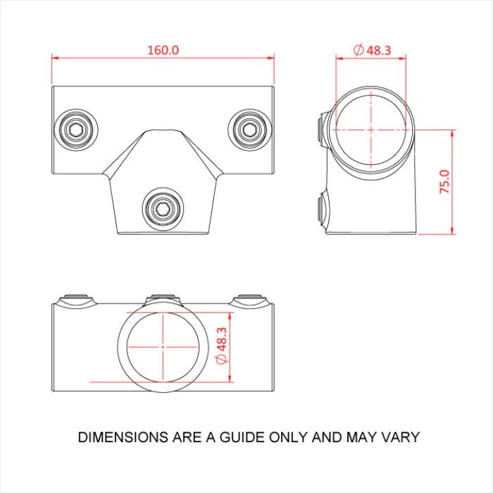 Doughty Pipeclamp Angled Two Socket Tee 4-10 Degree - Image 3