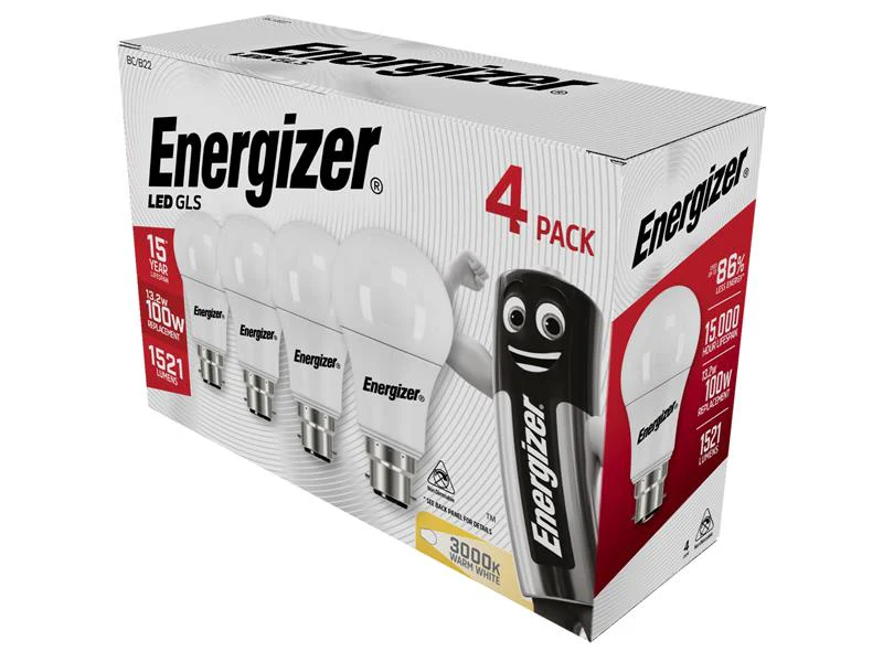 Energizer® LED BC (B22) Opal GLS Non-Dimmable Bulb, Warm White 1521 lm 13.2W (Pack 4) - Image 2