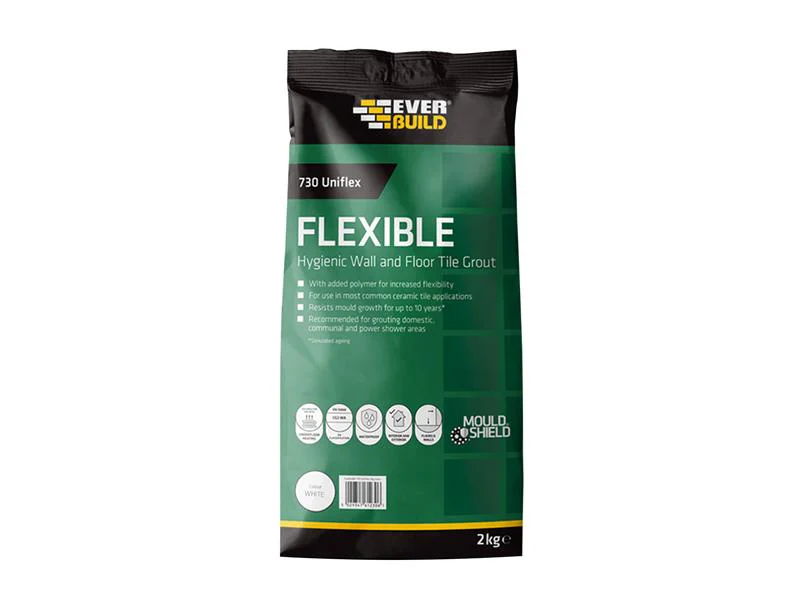 Everbuild  730 Uniflex Hygienic Tile Grout White 2.5kg - Image 2