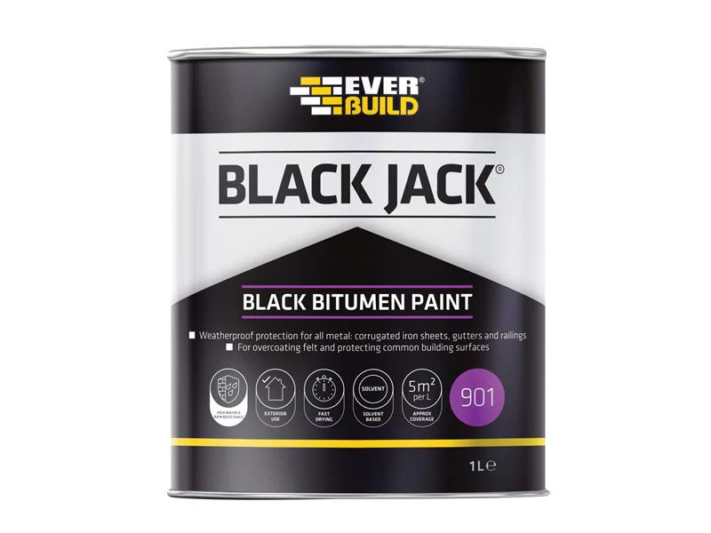 Everbuild Black Jack® 901 Black Bitumen Paint 1 litre