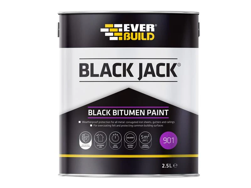 Everbuild Black Jack® 901 Black Bitumen Paint 2.5 litre - Image 2