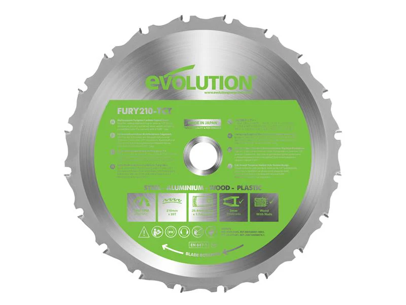 Evolution  FURY® Multi-Purpose TCT Circular Saw Blade 210 x 25.4mm x 20T - Image 2