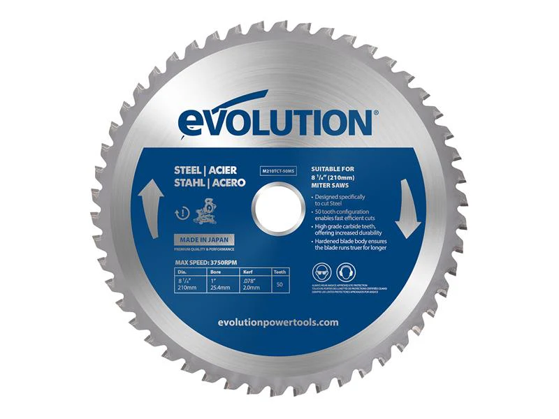 Evolution  Mild Steel Cutting Mitre Saw Blade 210 x 25.4mm x 50T