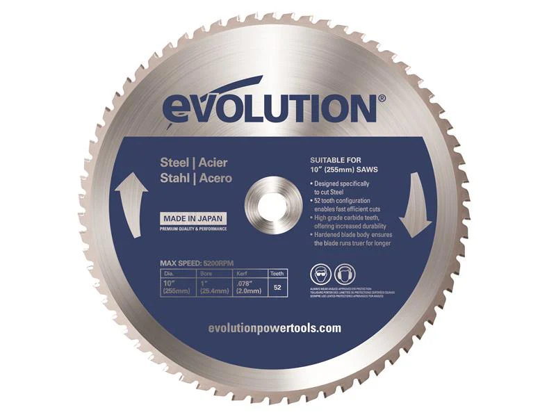Evolution  Mild Steel Cutting Mitre Saw Blade 255 x 25.4mm x 52T