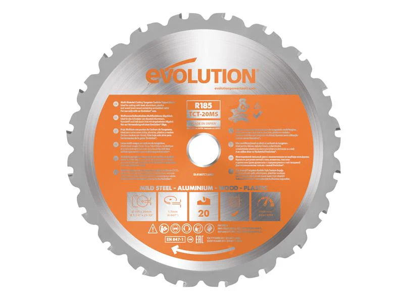 Evolution  Multi-Material Mitre Saw Blade 185 x 20mm x 20T