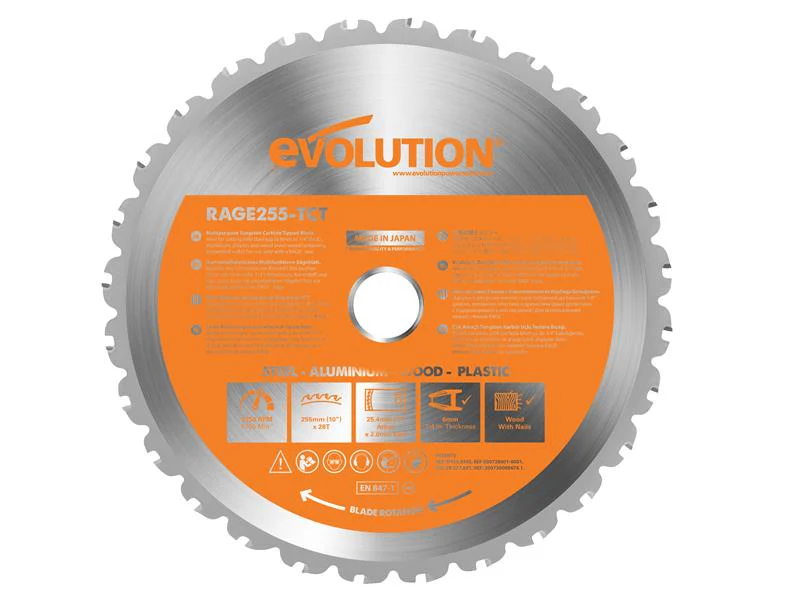 Evolution Multi-Material Mitre Saw Blade 255 x 25.4mm x 28T - Image 2