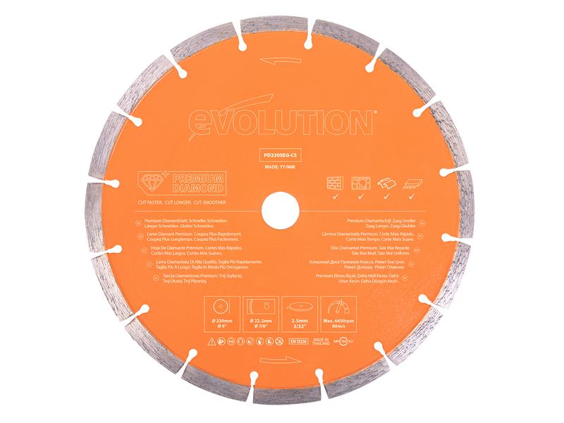 Evolution Premium Diamond Disc Cutter Blade 230 x 22.2mm - Image 2