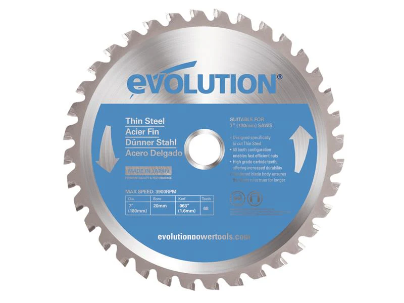 Evolution Thin Steel Cutting Circular Saw Blade 180 x 20mm x 36T - Image 2