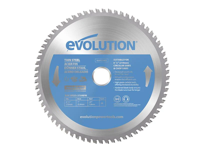 Evolution  Thin Steel Cutting Circular Saw Blade 210 x 25.4 x 68T - Image 2