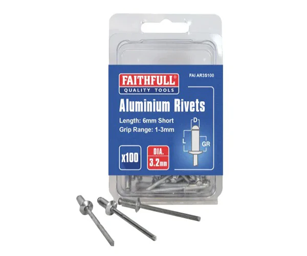 Faithfull Aluminium Rivets 3.2 x 6mm Short Pre-Pack of 100