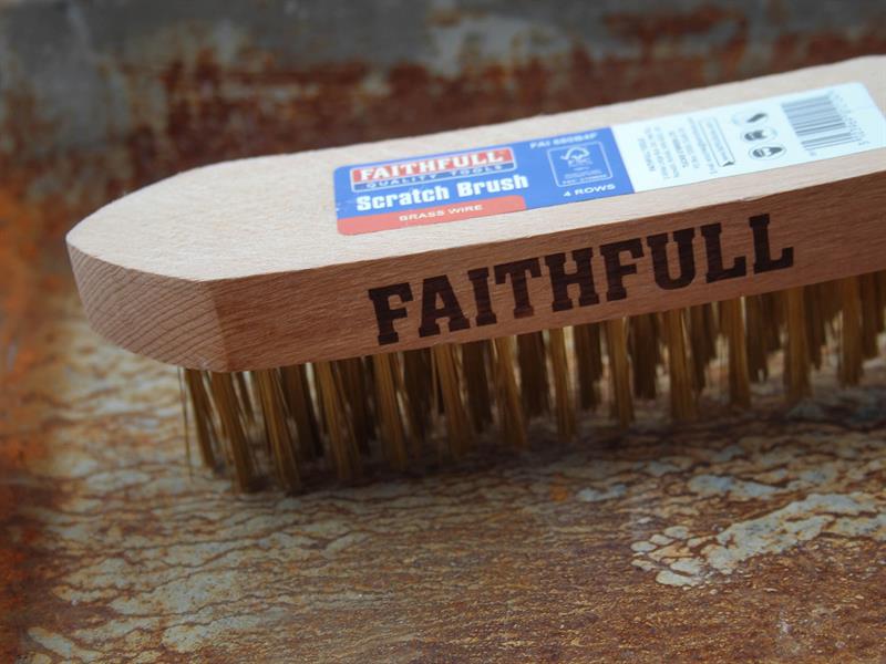 Faithfull Brass Scratch Brush, Four Row - Image 3