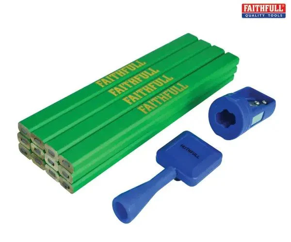 Faithfull Carpenter's Pencil Kit Green / Hard (Pack 12)