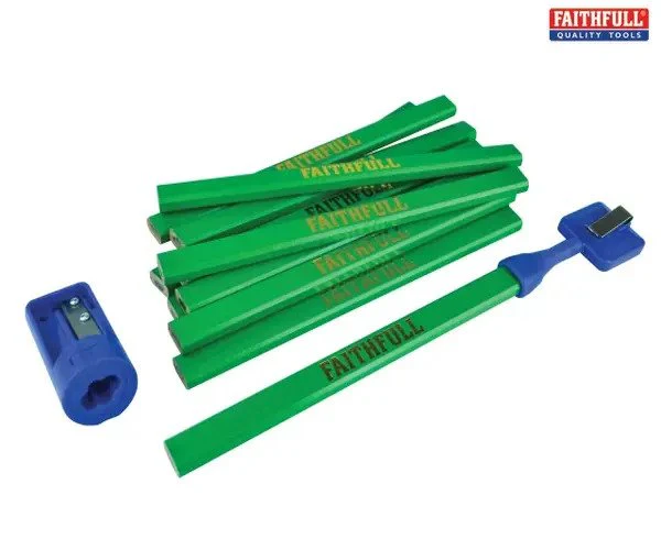 Faithfull Carpenter's Pencil Kit Green / Hard (Pack 12) - Image 3
