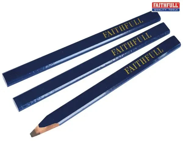 Faithfull Carpenter's Pencils - Blue / Soft (Pack 3)